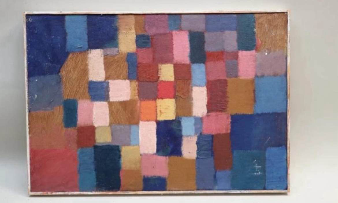 Vintage Original Cubist Impasto Color-Block Painting