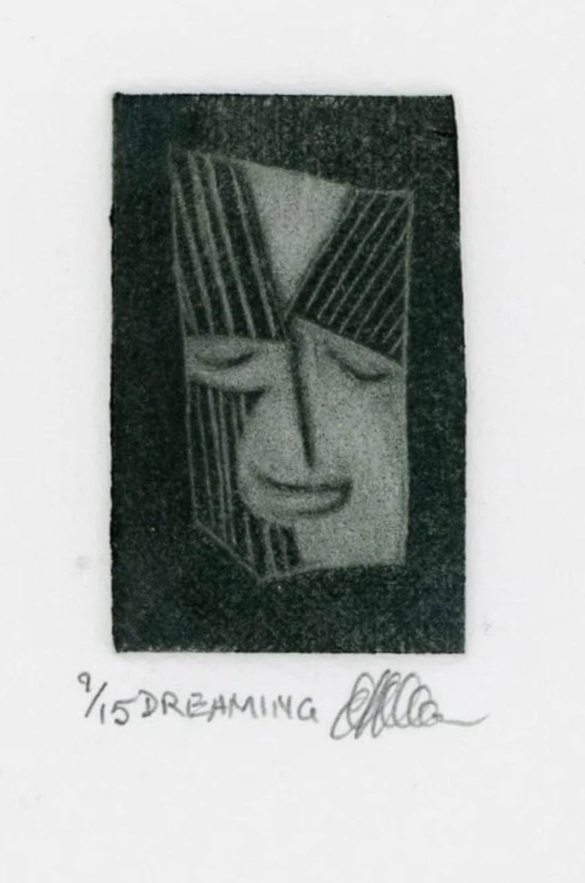 Vintage Signed + Numbered Original MonoPrint Entitled “Dreaming”