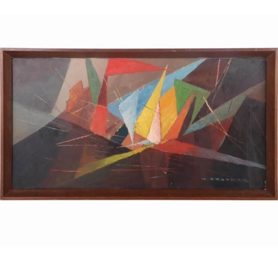 Mid-Century Vintage Framed Original Painting (gorgeous colorway & texture!)