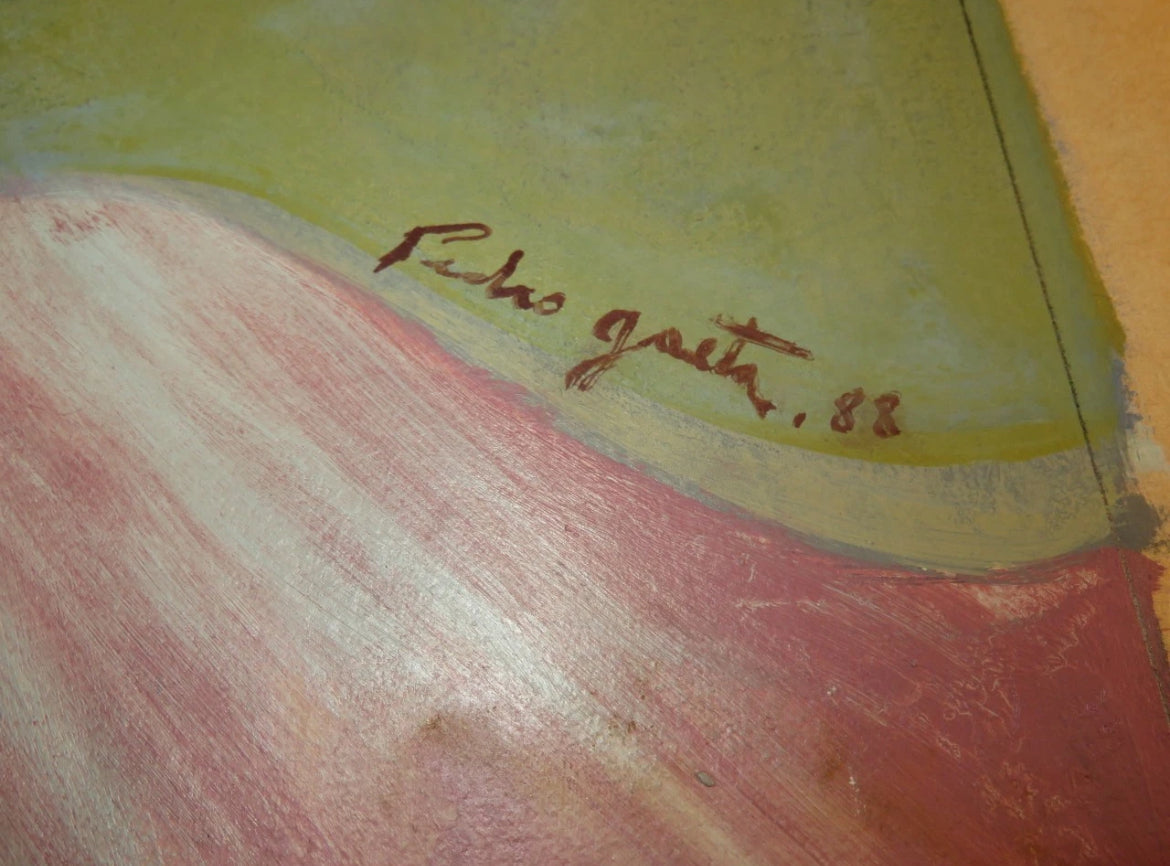 Vintage Mid-Century Cubist Expressionist Original Signed Portrait Painting — Listed Artist