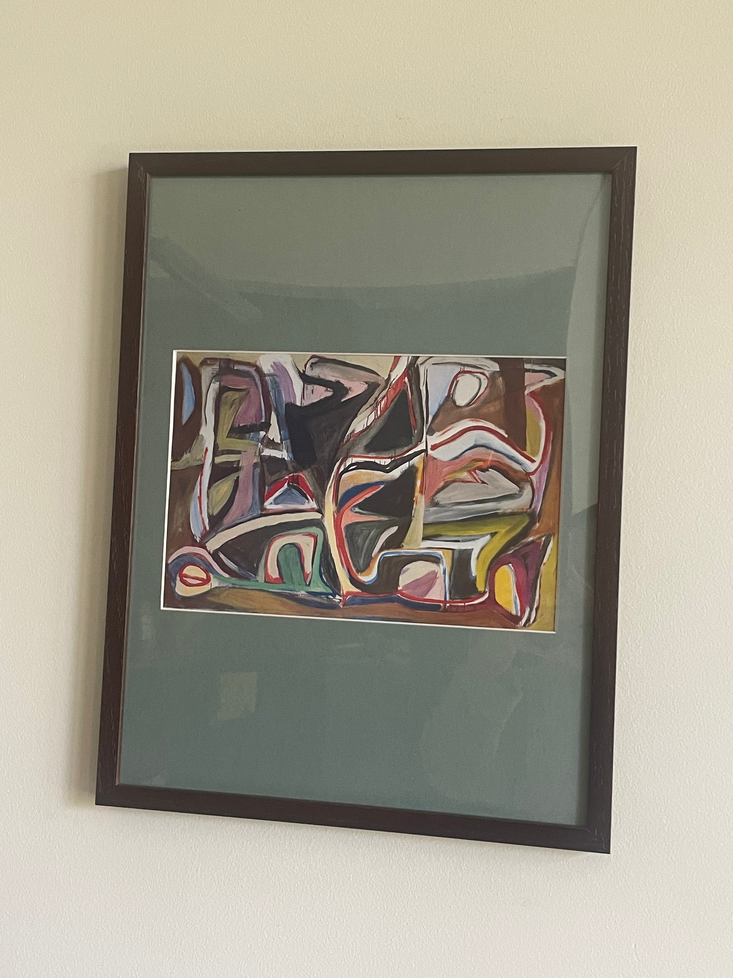 Vintage Original Brahm Van Velde Mid-Century Lithograph (custom matted // framed)