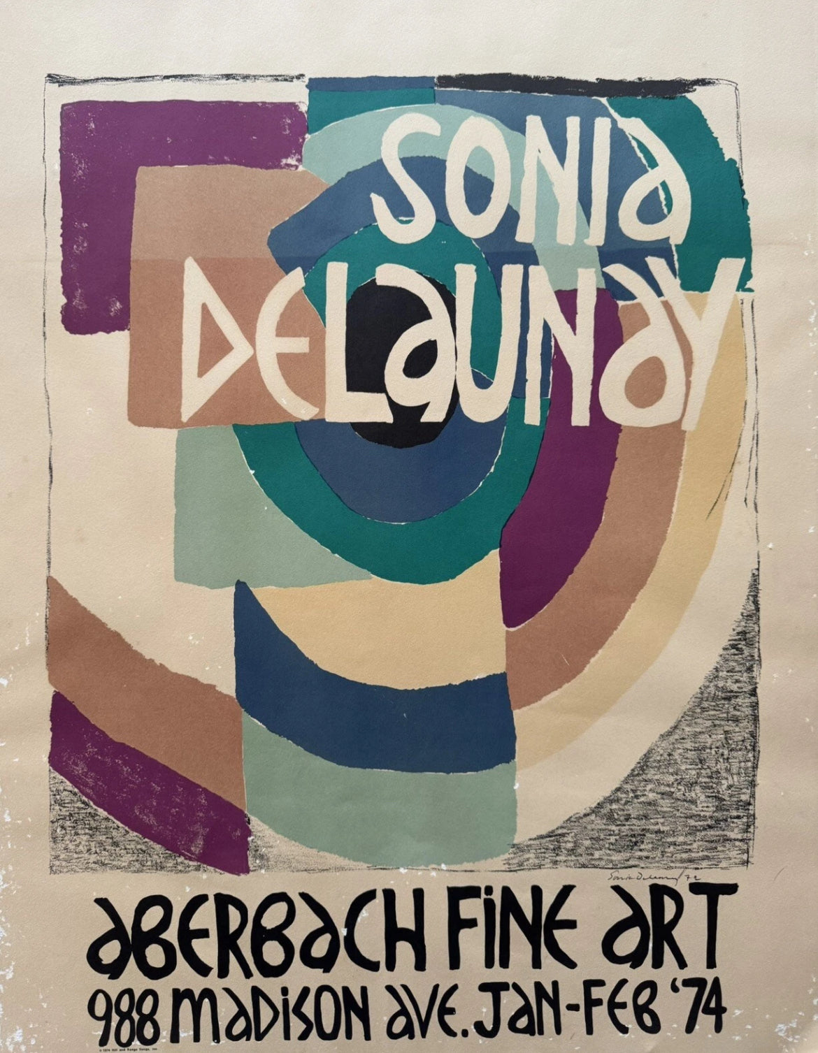 Sonia Delaunay RARE Aberbach (1974) Vintage Gallery Poster — Highly Collectible