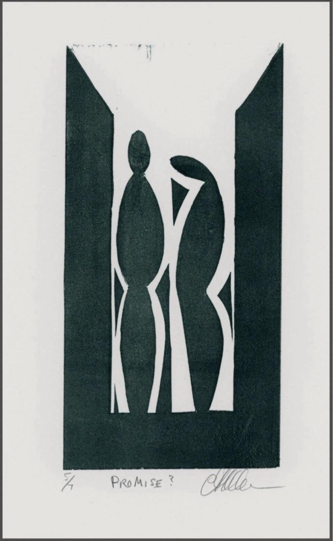 Black and White Limited Edition Linocut — “Promise” — Original Art