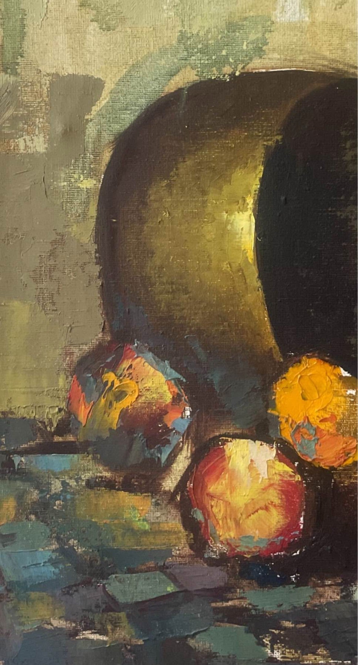 Vintage Mid-Century Still Life – Original Oil Painting