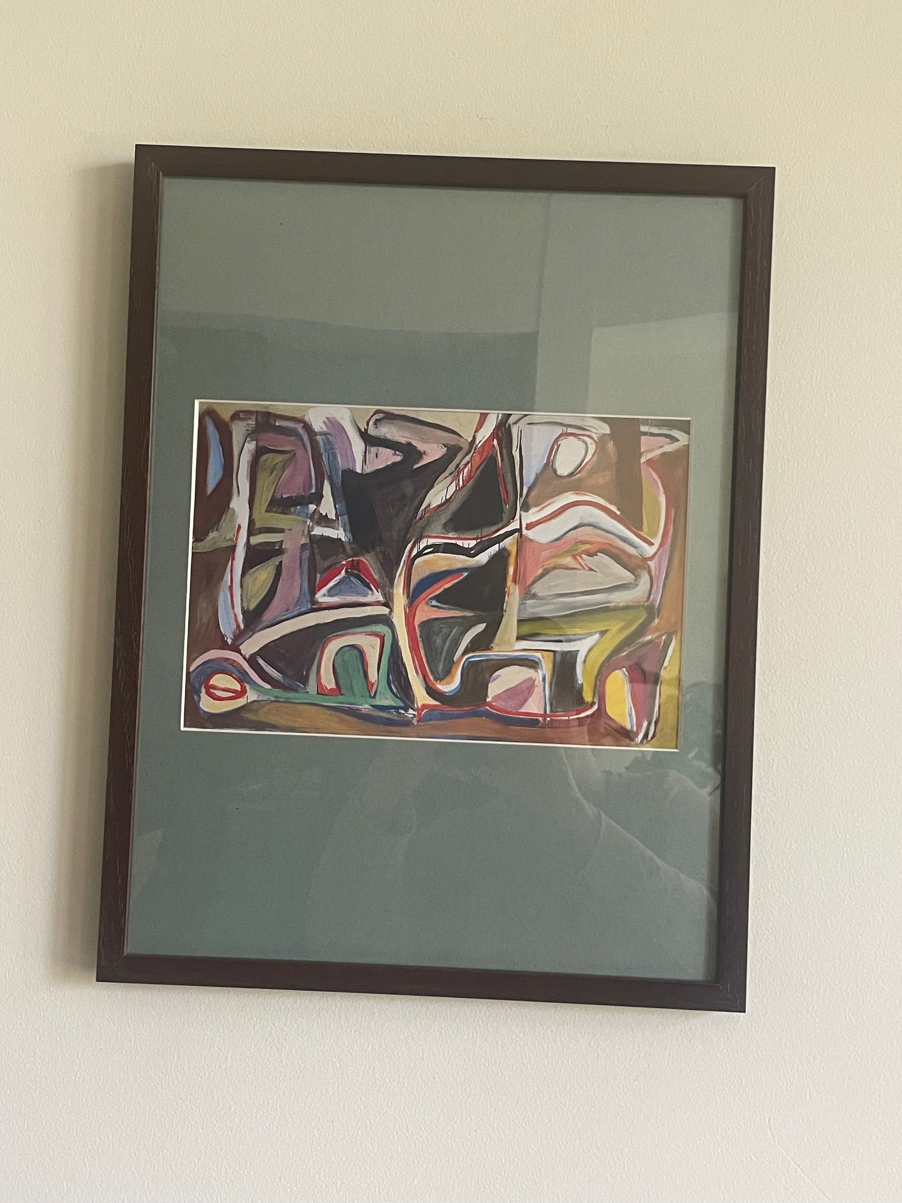 Vintage Original Brahm Van Velde Mid-Century Lithograph (custom matted // framed)