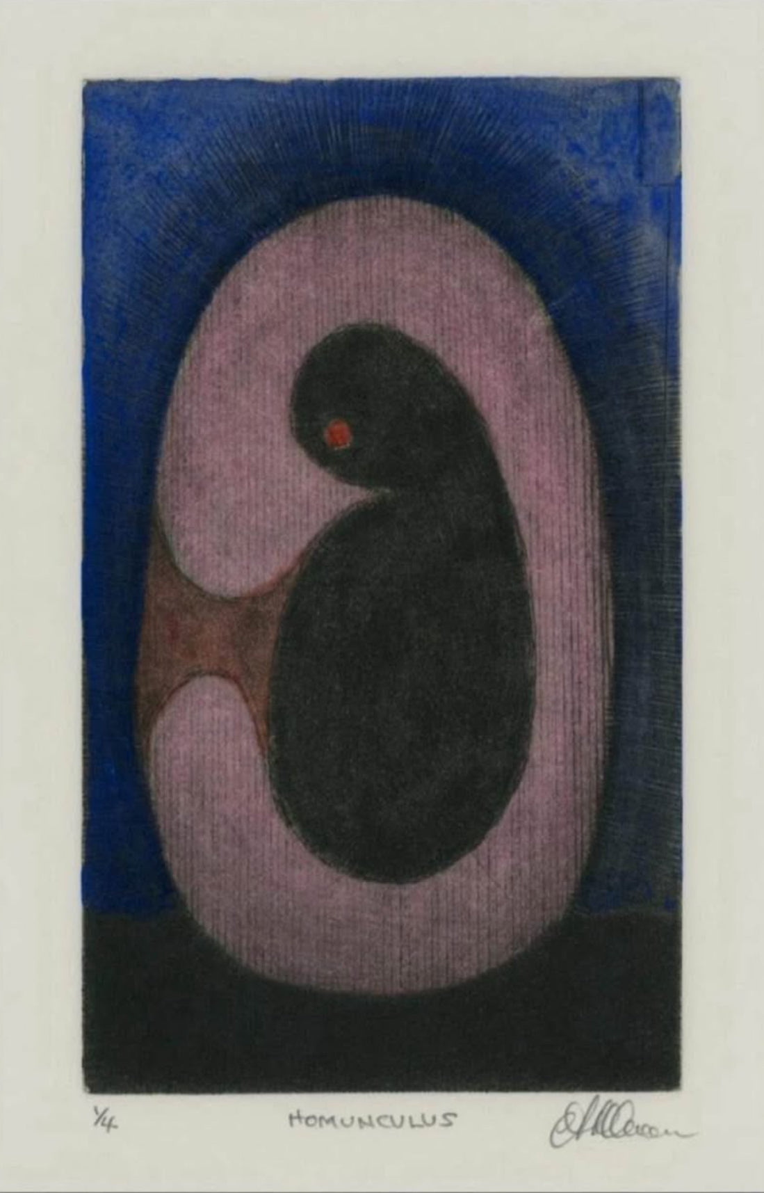 Vintage Original Signed Limited-Edition Embryo Etching “Homunculus”