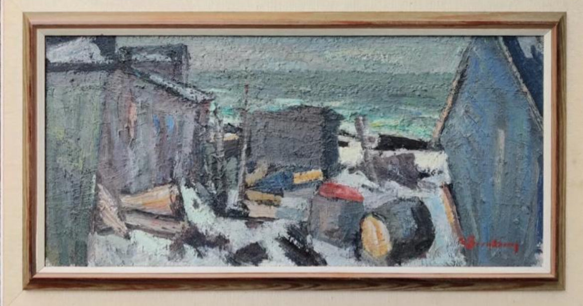 Vintage Midcentury Danish Original Oil Painting by Listed Artist
