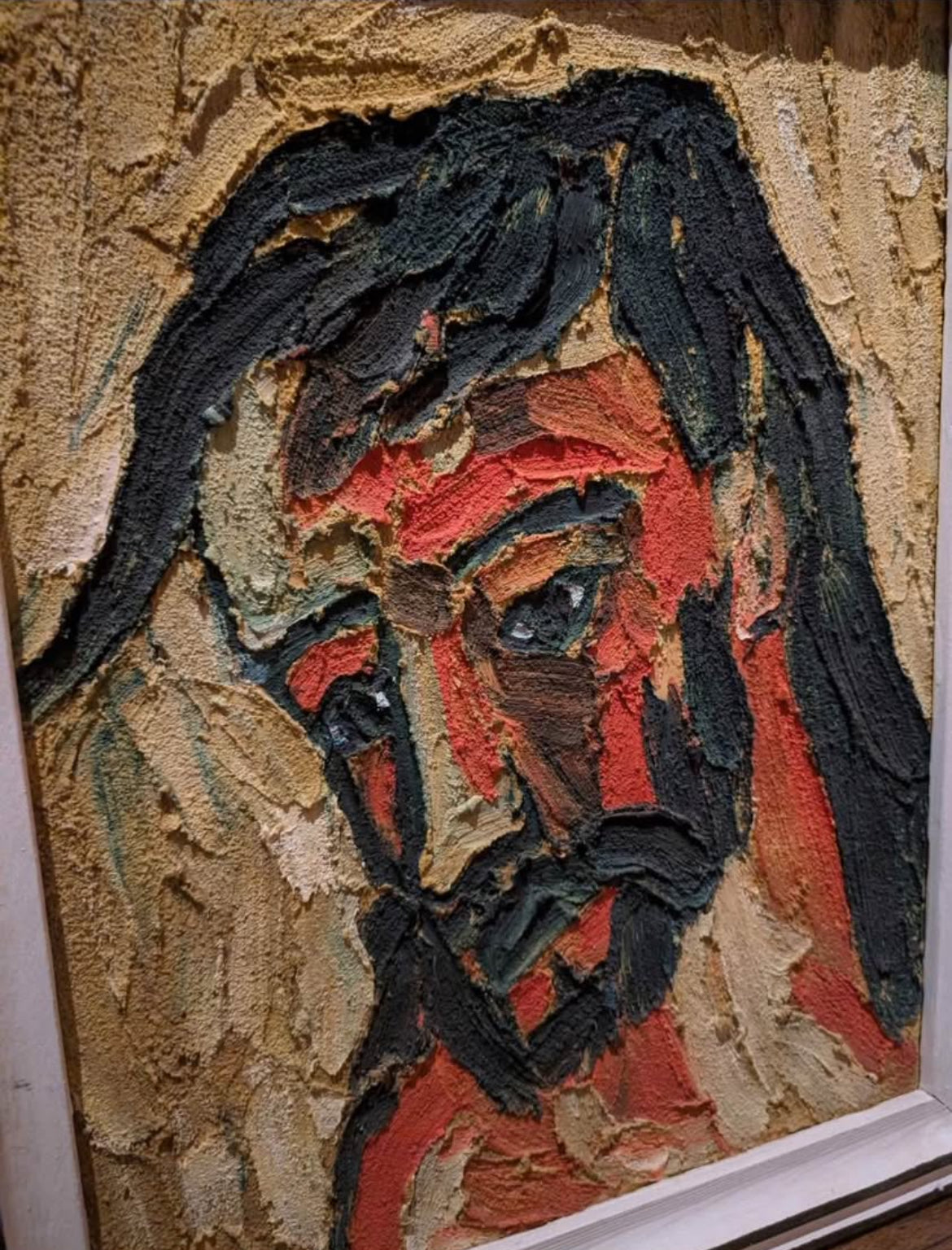 Vintage Mid-century Impasto Oil Painting - Portrait of a Man (framed, 17" x 22")