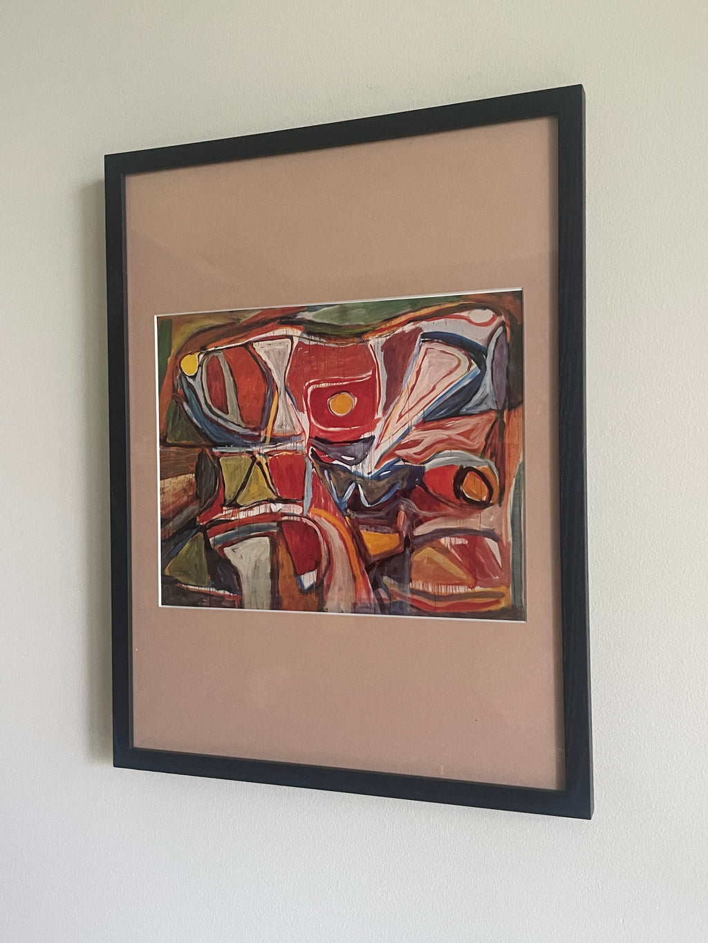 Vintage Original Brahm Van Velde Mid-Century Lithograph (custom matted // framed)