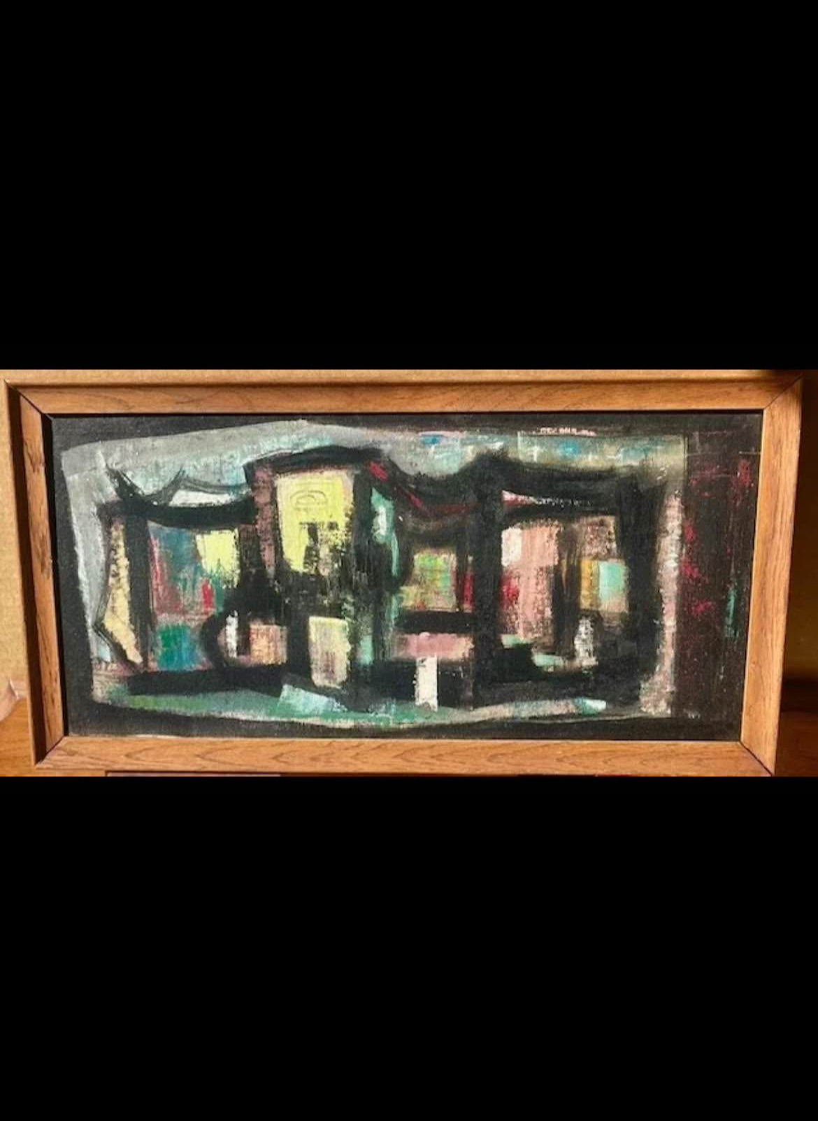 Vintage, Mid Century Cubist Extraordinary Oil Painting Framed (1940-1960) - UNREAL COLORWAY
