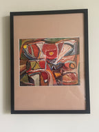 Vintage Original Brahm Van Velde Mid-Century Lithograph (custom matted // framed)