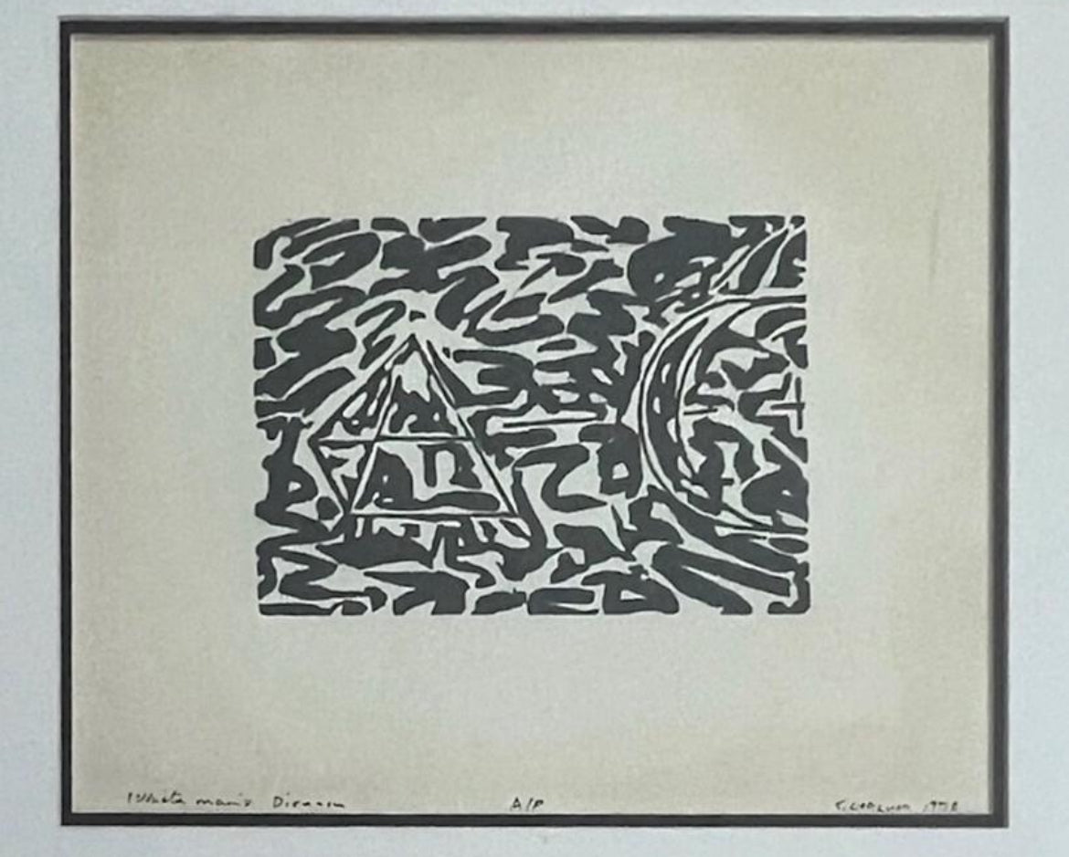 Vintage Listed Artist Signed Framed Lithograph (1979) — Abstract
