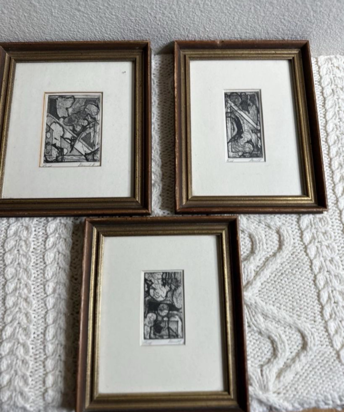 Vintage Midcentury Set of Original Etchings
