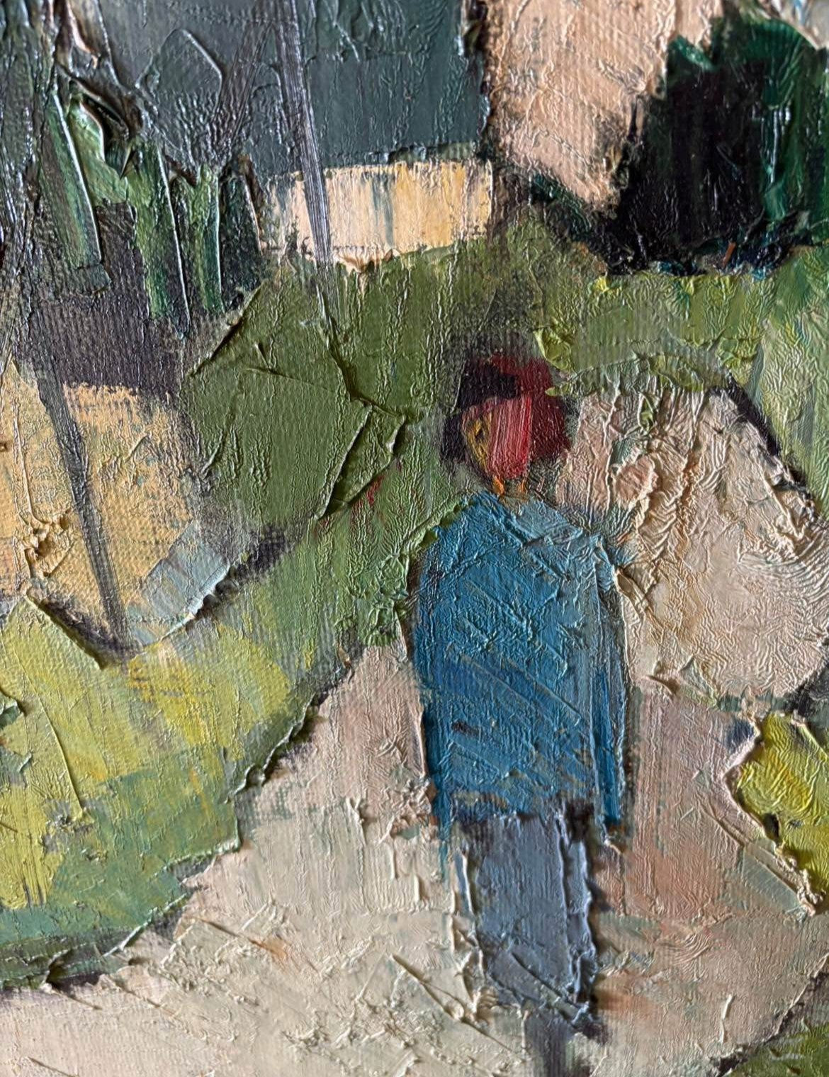 Midcentury Vintage Impasto Framed Painting - Vintage Oil Painting – Cubist Expressionist