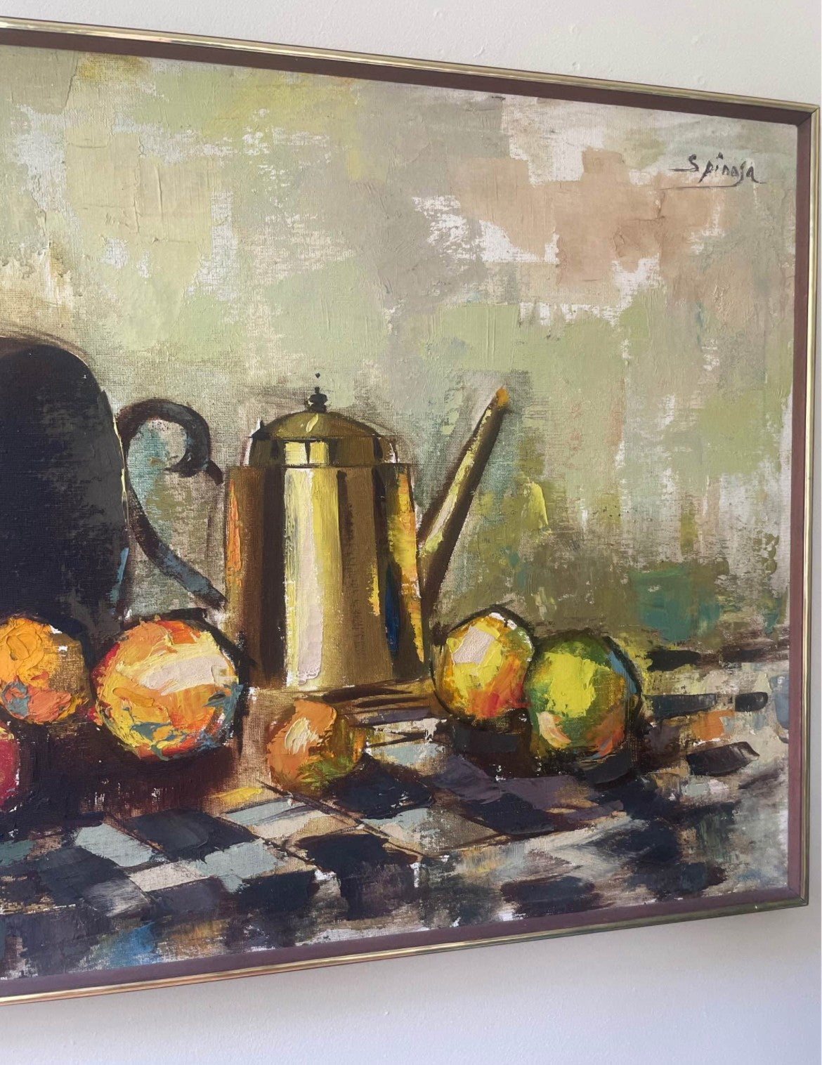 Vintage Mid-Century Still Life – Original Oil Painting